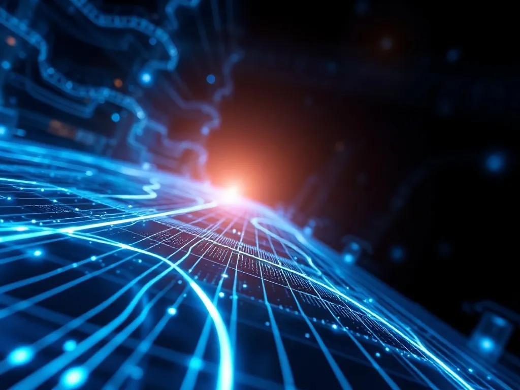 A highly technical abstract visualization of industrial prod