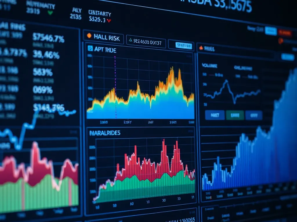 A high-tech digital interface showing financial risk heatmap